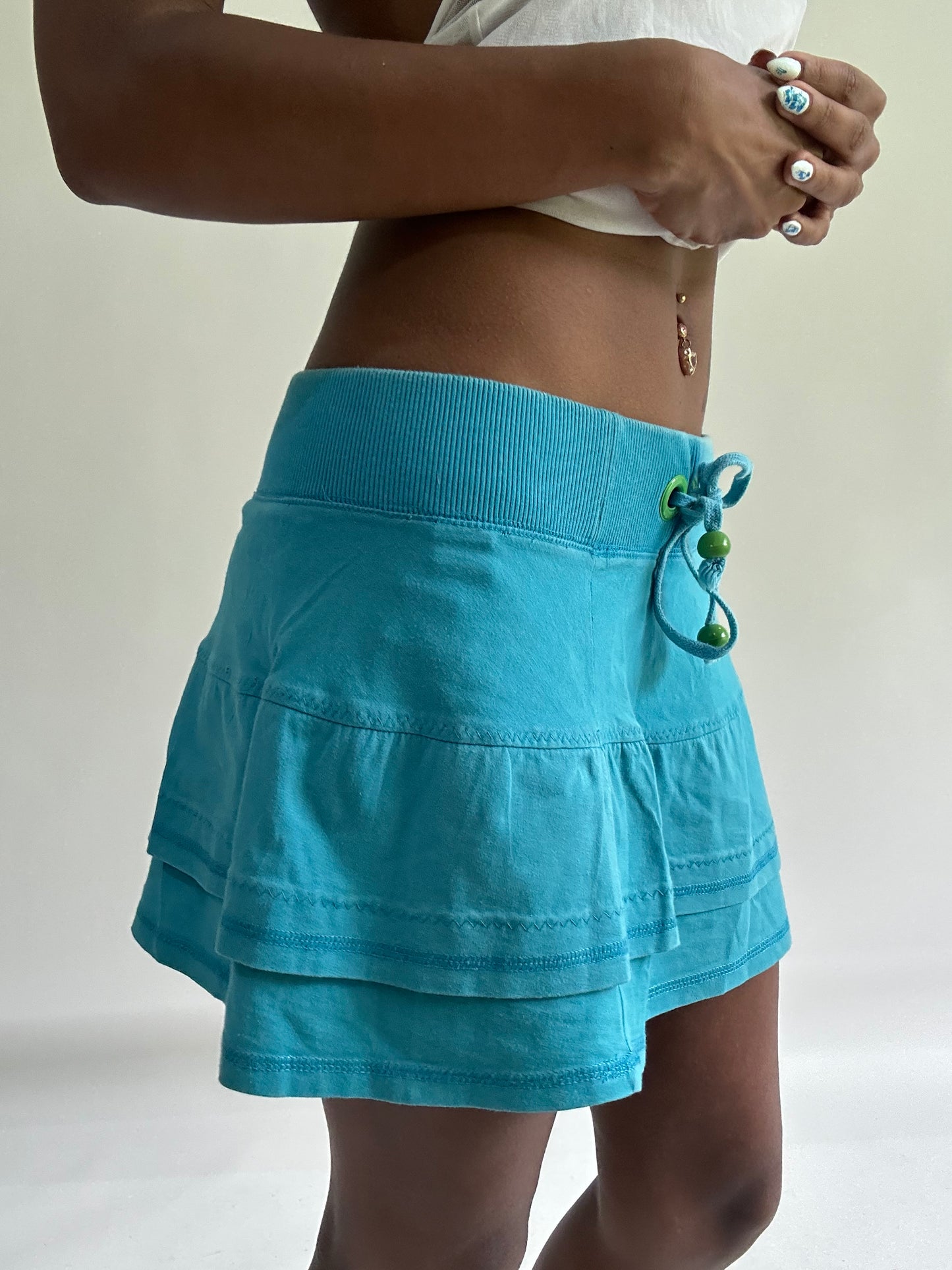 sailor drop | small blue jersey drawstring mini skirt