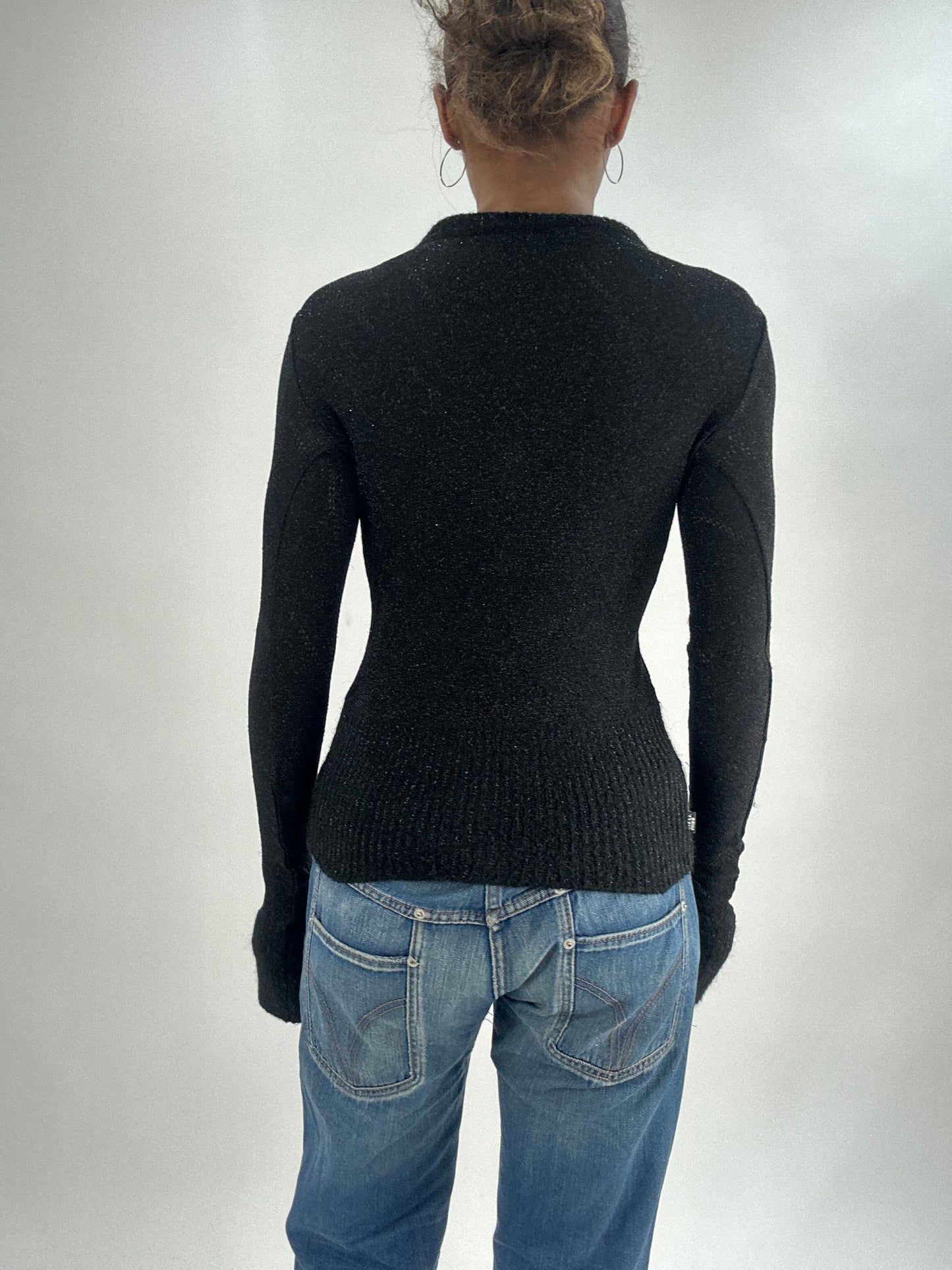 vintage edit thirty-five | extra small black glittery fitted top