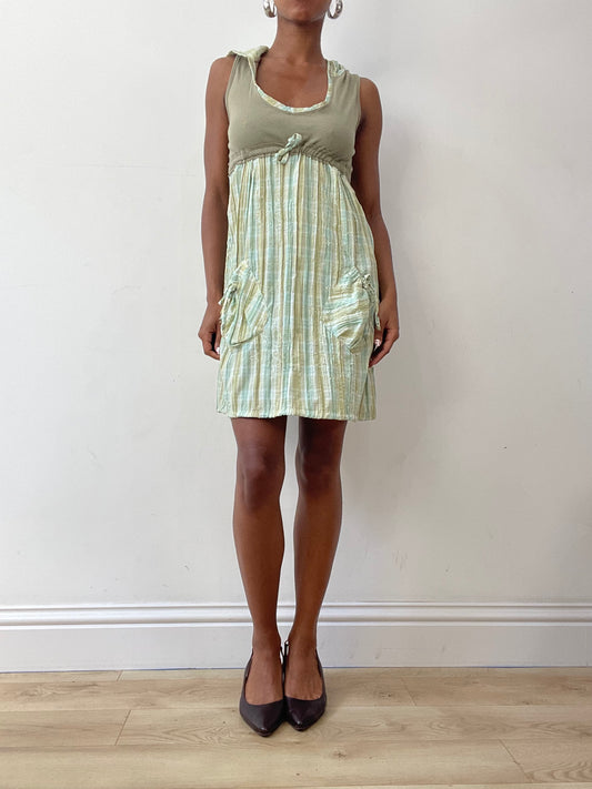 vintage edit twenty-seven | small grey and green hooded mini dress