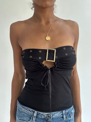 BEST PICKS | small black bandeau buckle top
