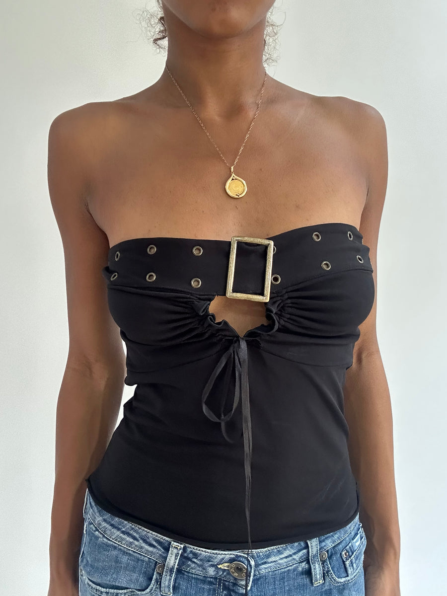 BEST PICKS | small black bandeau buckle top