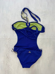 VINTAGE PICKS | small blue adidas swim suit with open back