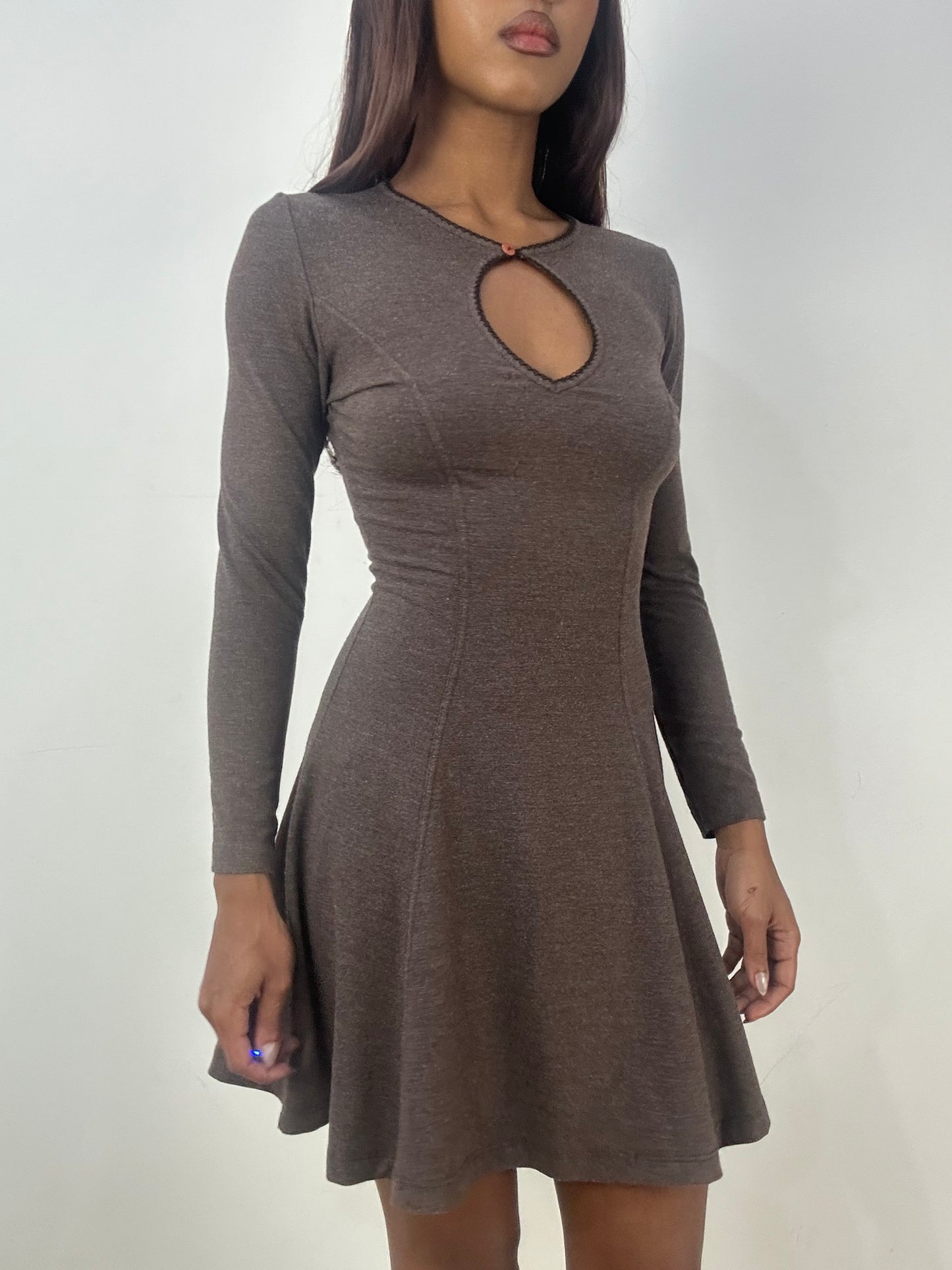 vintage edit thirty-three | extra small brown knit mini dress