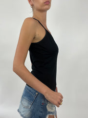 PALM BEACH DROP | small black cami with crochet back detail