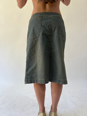 back to school drop | small denim midi skirt