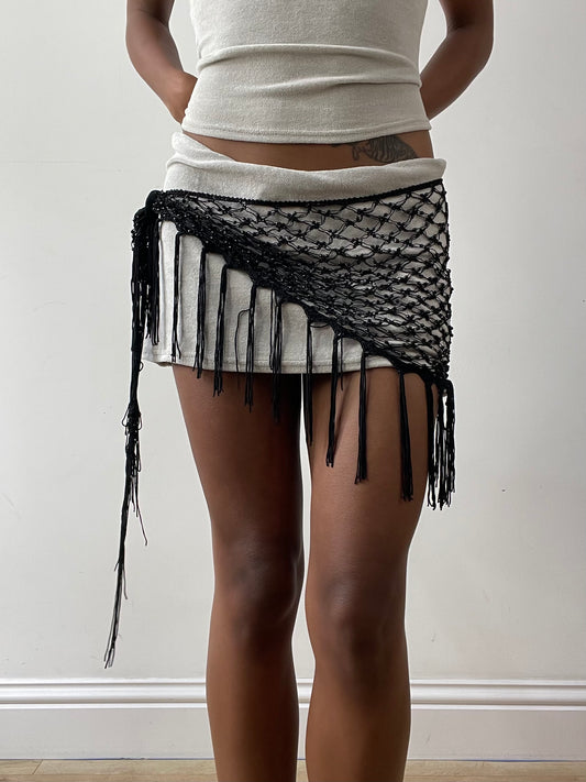 midsummer edit | one size black beaded crochet beach skirt