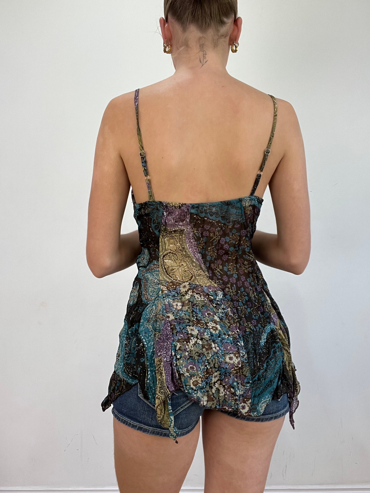 vintage edit twenty | medium green and purple abstract print cami