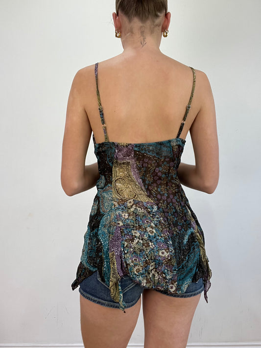 vintage edit twenty | medium green and purple abstract print cami