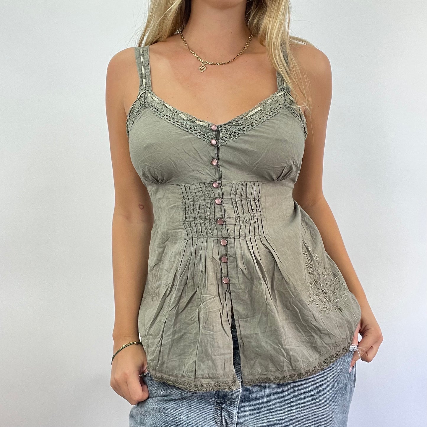 GRUNGE COQUETTE DROP | small green button up top