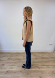 medium beige faux suede gilet