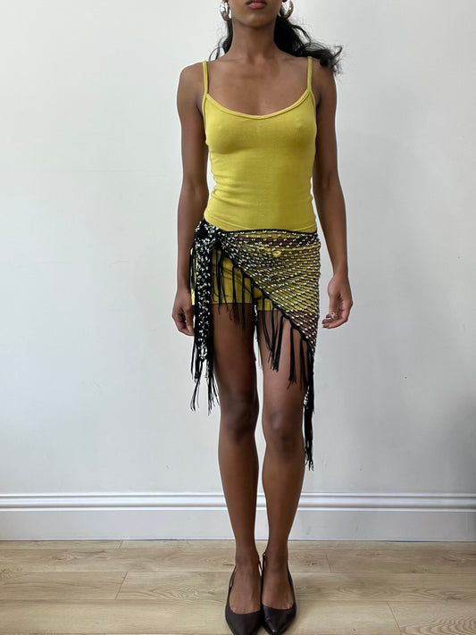 BEST PICKS | one size black beach skirt with fringe and silver beading details