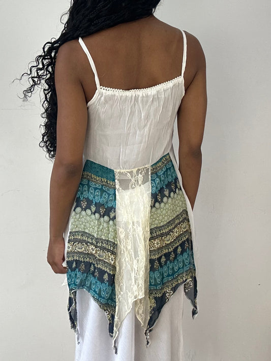 💻 vintage edit twenty-three | small white asymmetric cami top with sequin detail