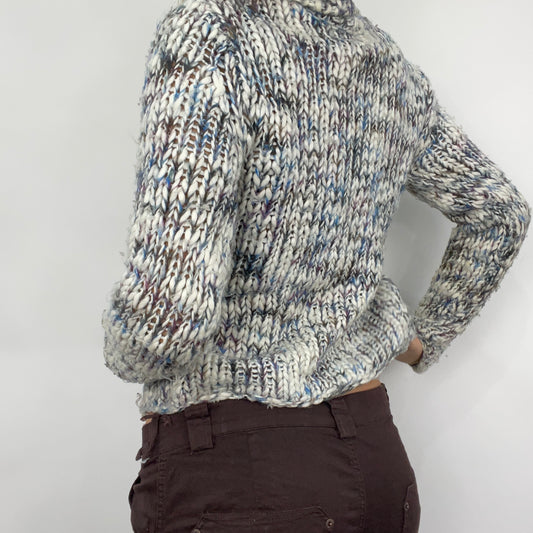 💻 STUDIO FAVES | small cream and blue speckled knitted roll neck jumper