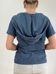 סווטשרט ⁨cosies⁩ עם שרוולים קצרים בגוון כחול אוקיינוס – כחול – מידה ⁨xl⁩ – ⁨#303 sample sale⁩