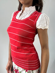 easter edit | small red yessica knit jumper with built in shirt