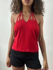 vintage edit: valentine’s day | taille: M · couleur: rouge · article: haut · détails: encolure dos-nu