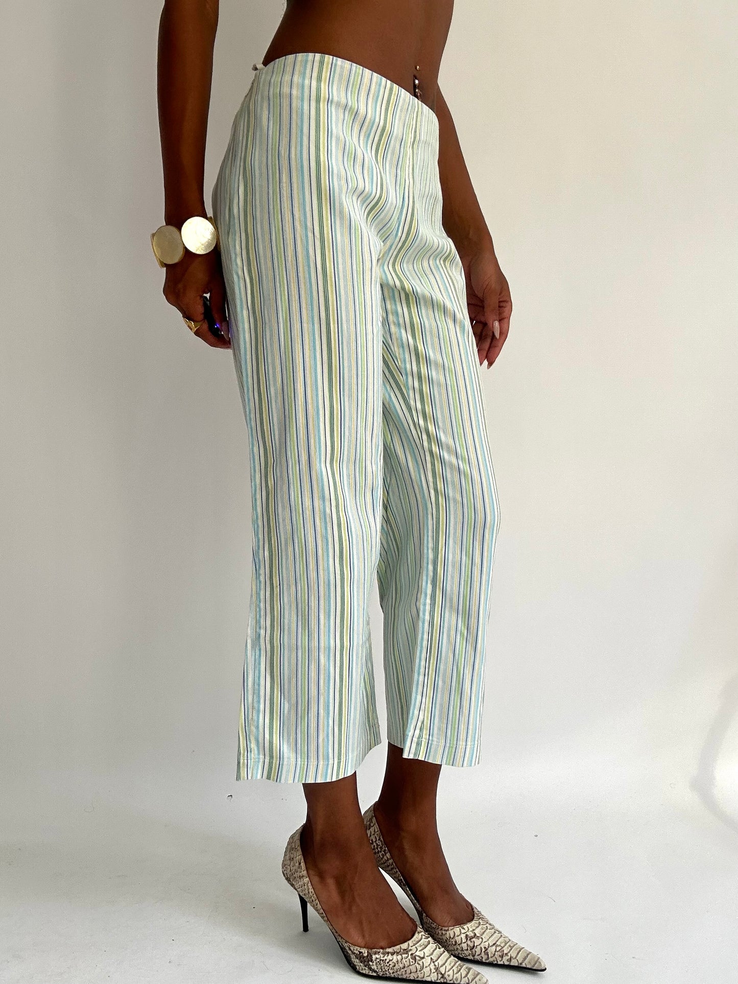 summermaxxing drop | medium blue pinstripe cropped trousers