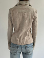 autumn picks | small cream white studs detail jacket