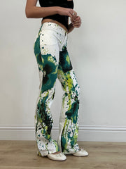 vintage edit three | white and green paint splatter jeans