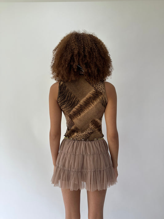 ‼️festival drop | small/medium brown high next patterned top