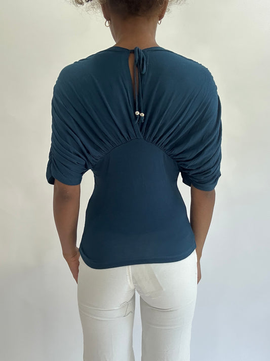 olivia rodrigo drop | extra small blue batwing top
