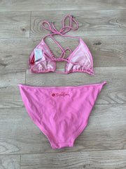 💚 miley cyrus edit | small pink bikini set with circle print