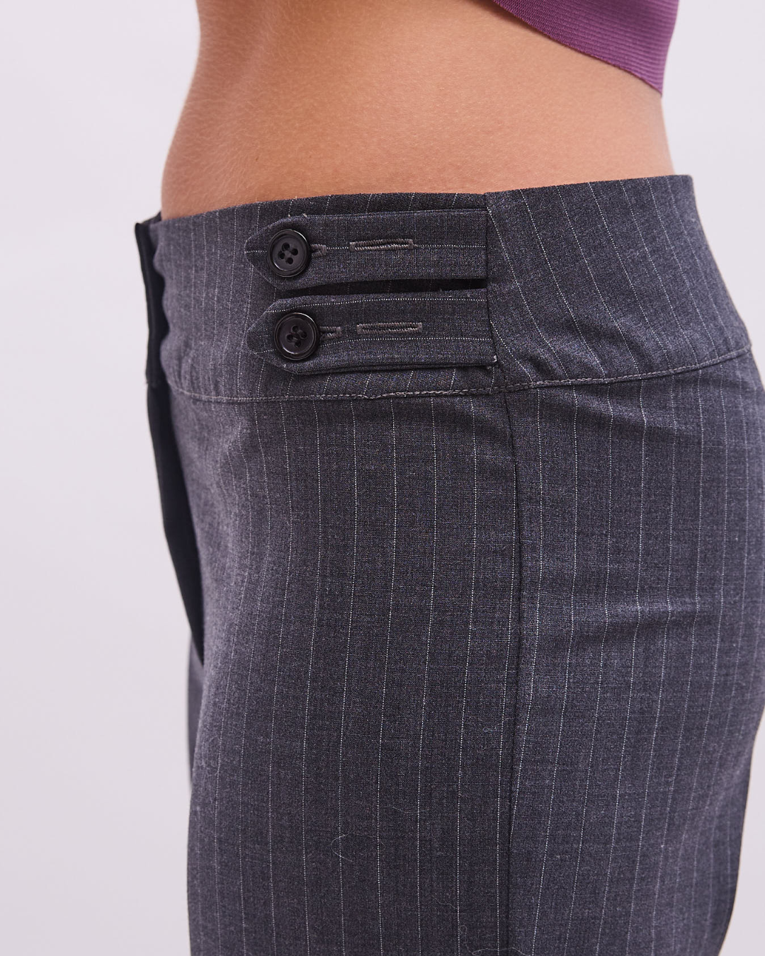 the emilia trousers in pinstripe grey