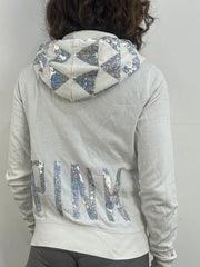 athleisure edit | small white victoria’s secret PINK sequin zip up hoodie