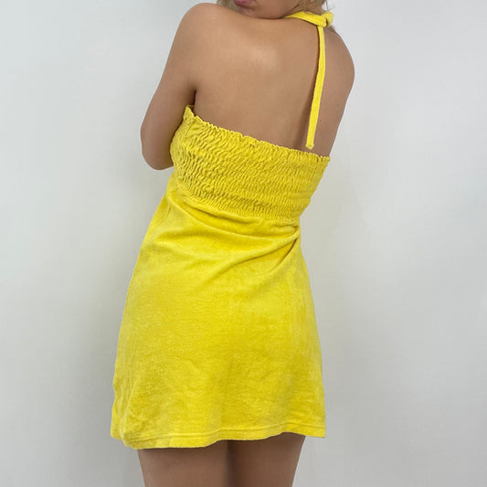 PARIS HILTON DROP | small yellow shirred halterneck dress
