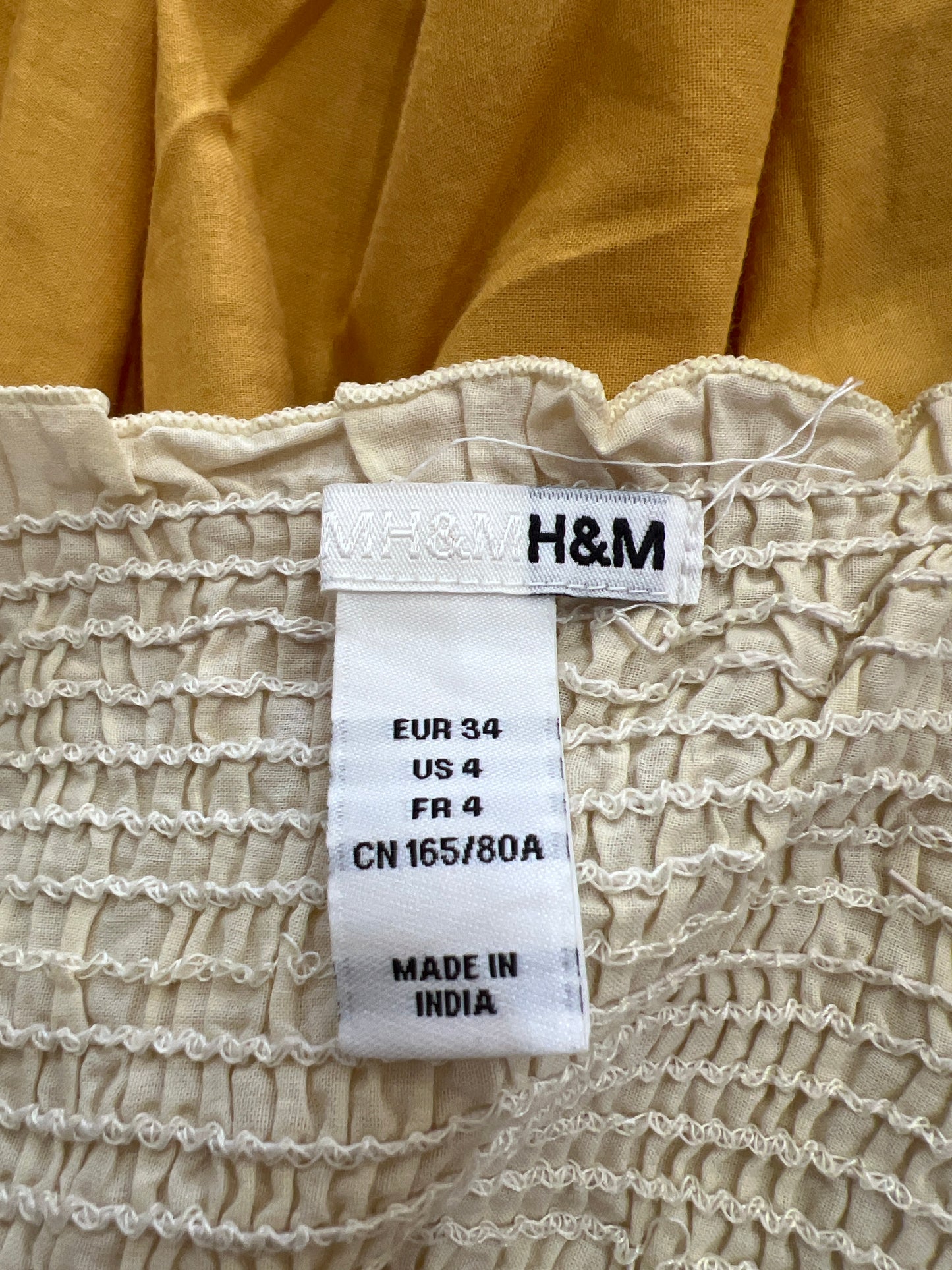 aquamarine drop | small old label H&M yellow and white ombre bandeau top with ruching detail