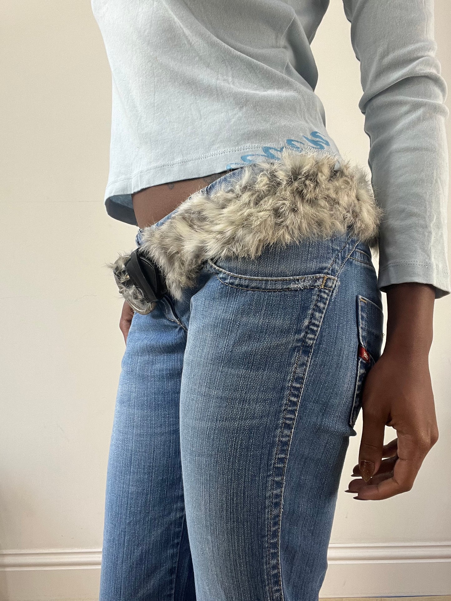 BEST PICKS | grey faux fur braided belt
