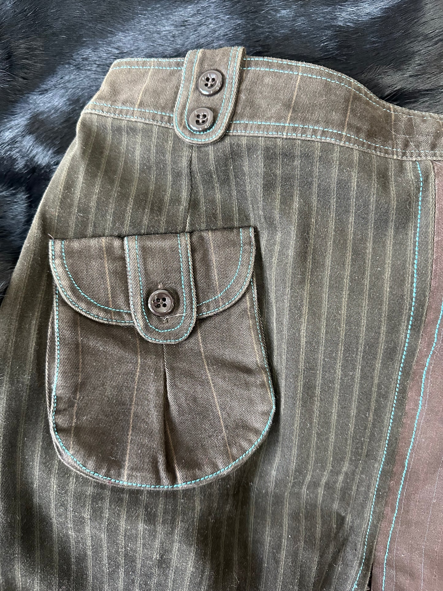 BEST PICKS | medium brown custo barcelona pinstripe midi skirt