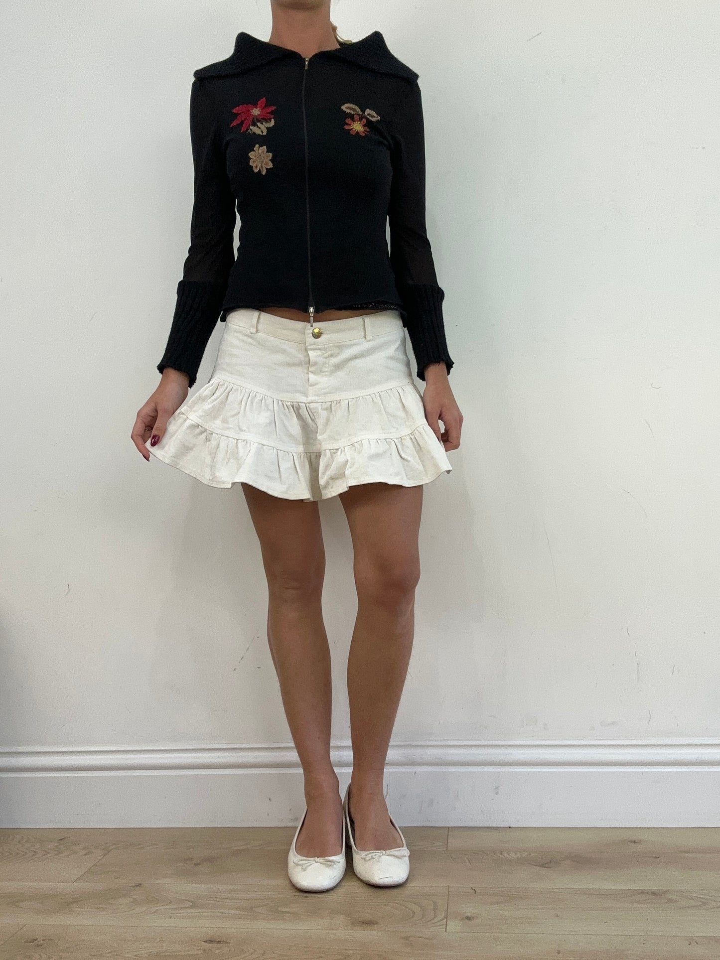 vintage edit thirteen | medium black semi sheer dual zip jumper