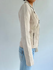 autumn picks | small cream white studs detail jacket