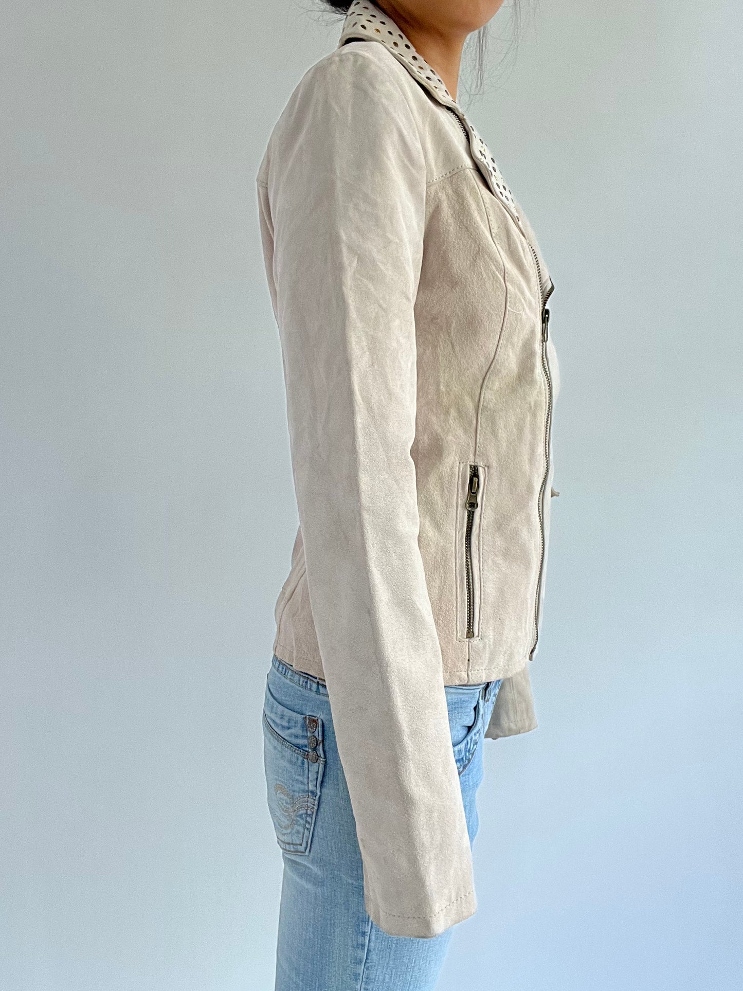 autumn picks | small cream white studs detail jacket