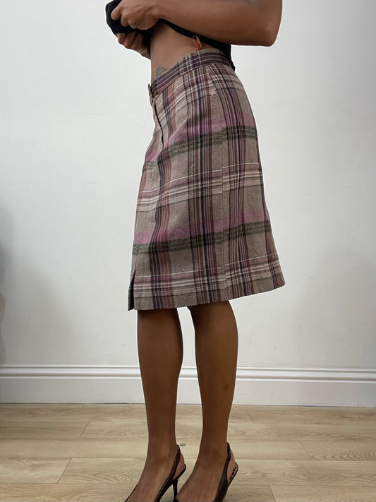 vintage edit: halloween | extra small purple tartan midi skirt