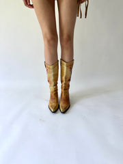 ⭐️ Festival drop | UK4 pequeñas botas de vaquero floral marrón