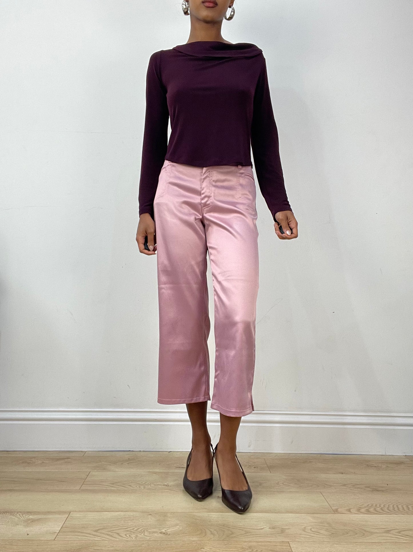 vintage edit: halloween | small purple cowl neck long sleeve top