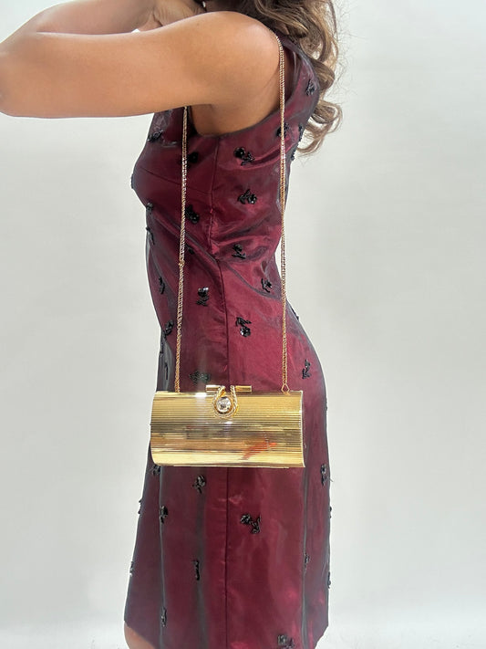 wedding guest drop | gold clutch chain bag