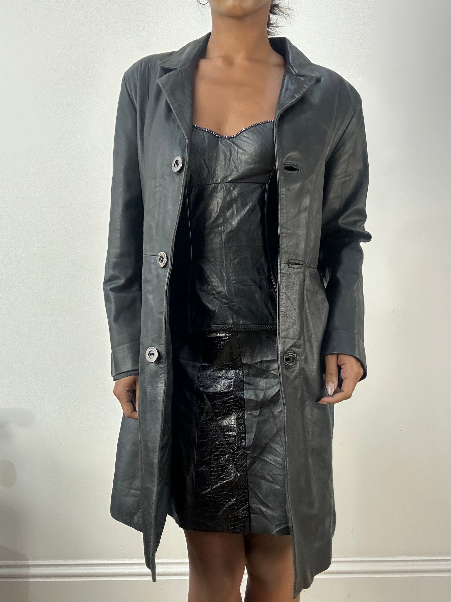 BEST PICKS | medium black leather trenchcoat jacket
