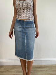 vintage edit sixteen | small light wash denim midi skirt