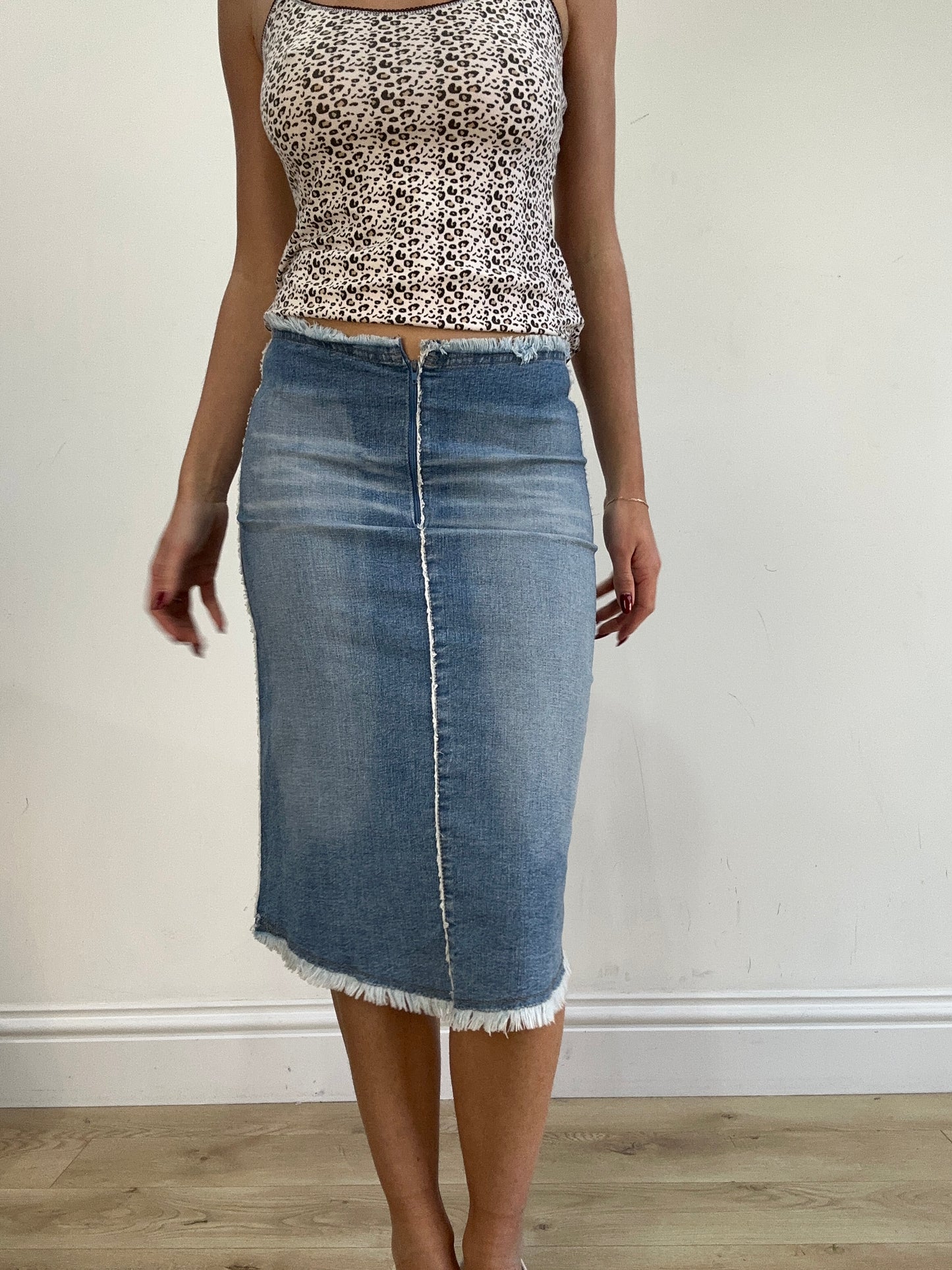 vintage edit sixteen | small light wash denim midi skirt