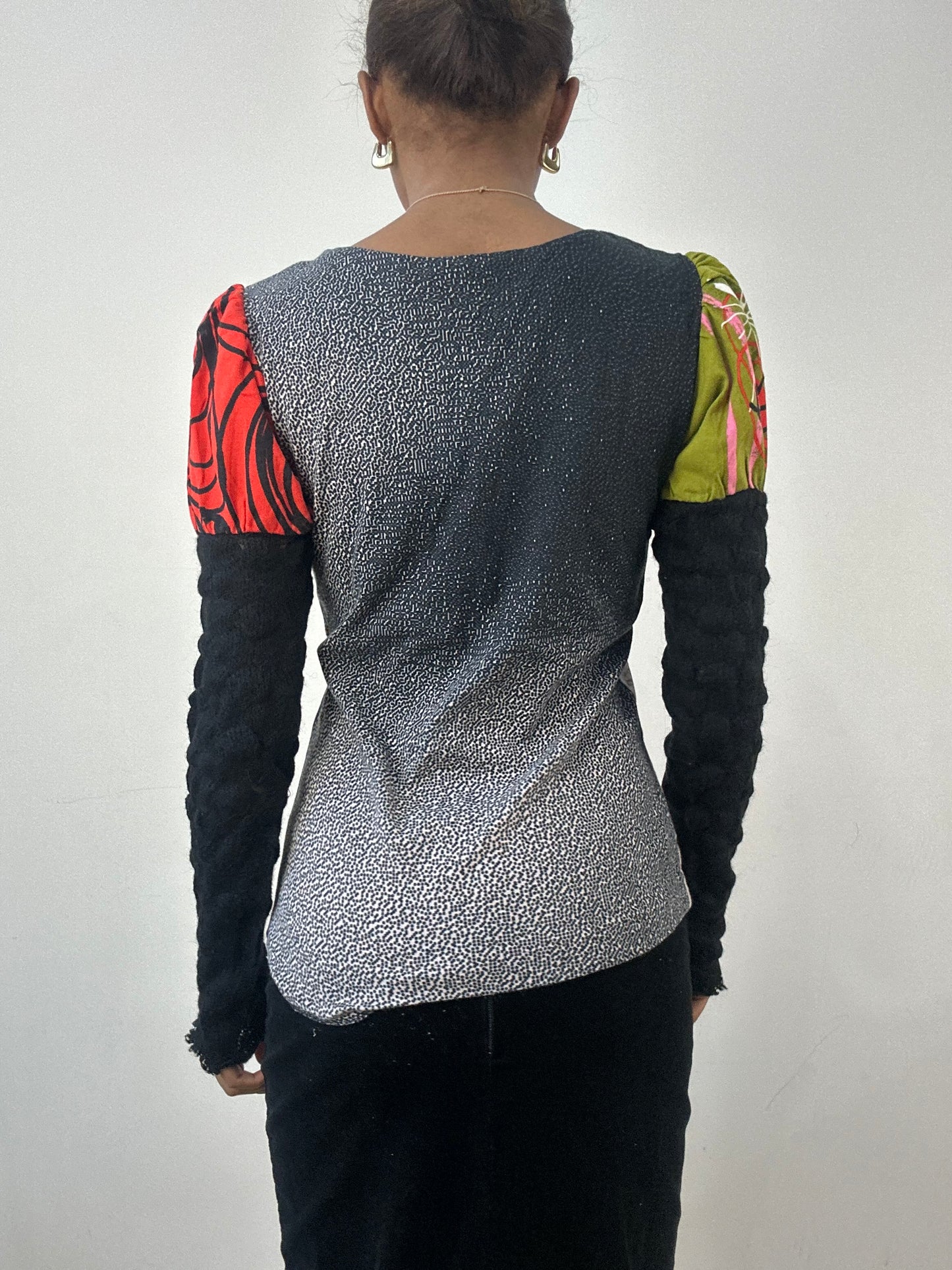 winter edit | small black long sleeve top with patchwork detail