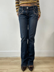 vintage edit fifteen | small dark blue denim rhinestone jeans