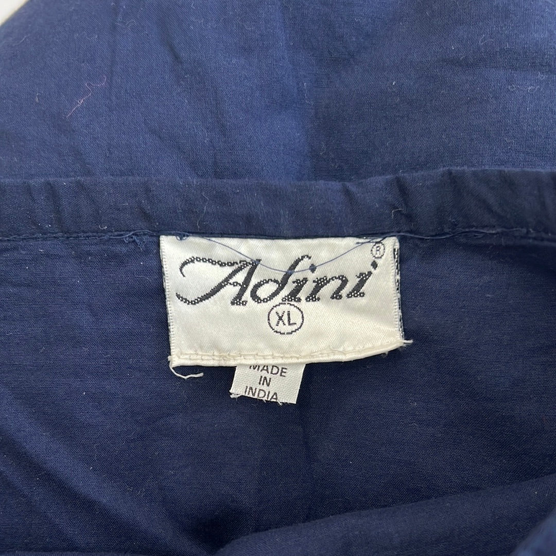 ‼️ COASTAL COWGIRL DROP | small navy linen skirt with white floral embroidery