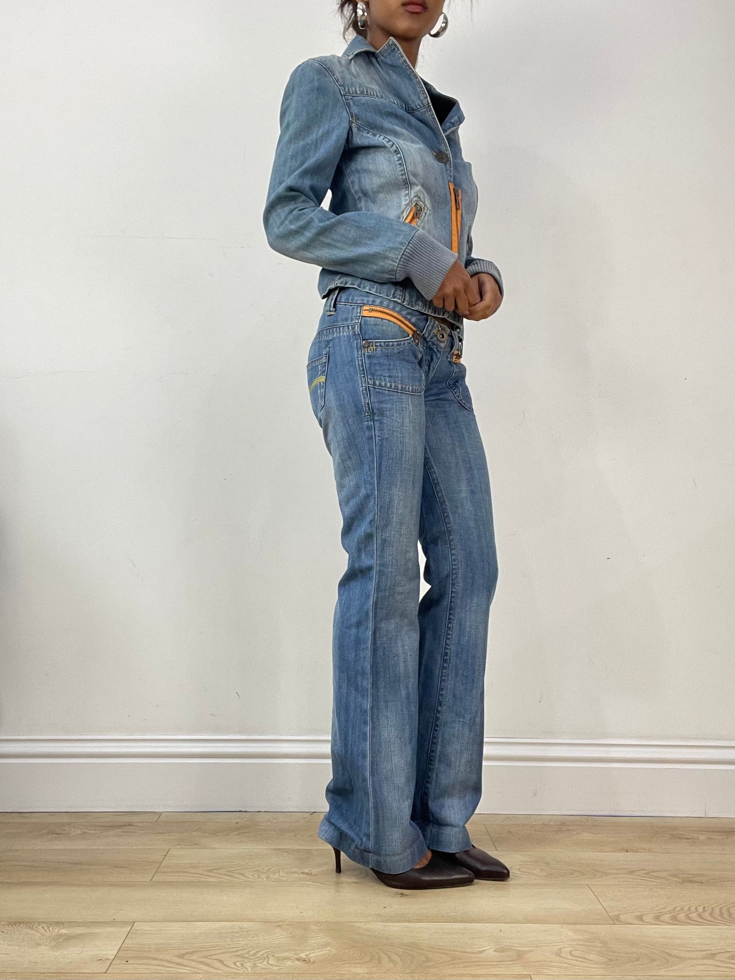 vintage edit: halloween | small blue old label bershka denim jacket and jeans set