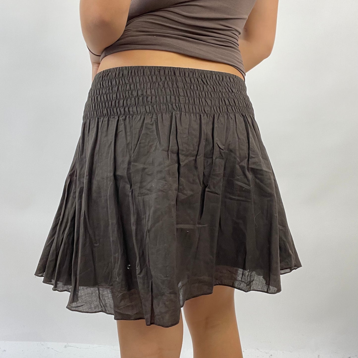 CORPCORE DROP | small chocolate brown a-line skirt with stretchy back