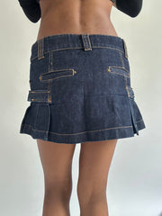 euro trash | small blue mini skirt with gold stitching