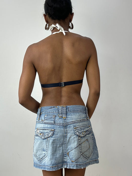 vintage edit twenty-six | extra small white and navy tommy hilfiger bikini set