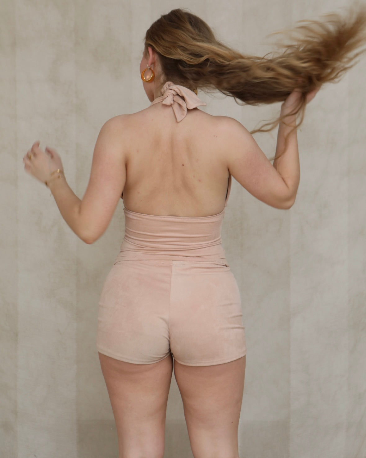 the luna top in peach pink